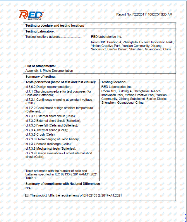 IEC62133 certificate